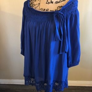 ♥️ Cobalt Blue Off Shoulder Boho Top